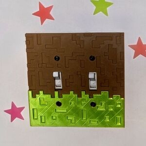 Brown and Green Double Light Switch Cover